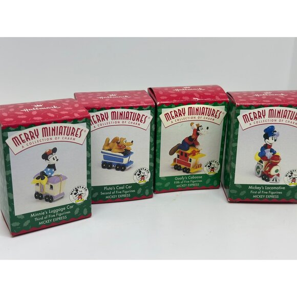 VTG 1998 Disney Merry Miniatures Mickey Mouse Express Train Complete Set NIB - Picture 1 of 8